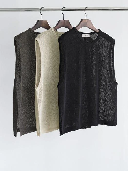商品LIEU HOMME|MESH KNIT VEST BROWN,价格¥424,第3张图片详细描述