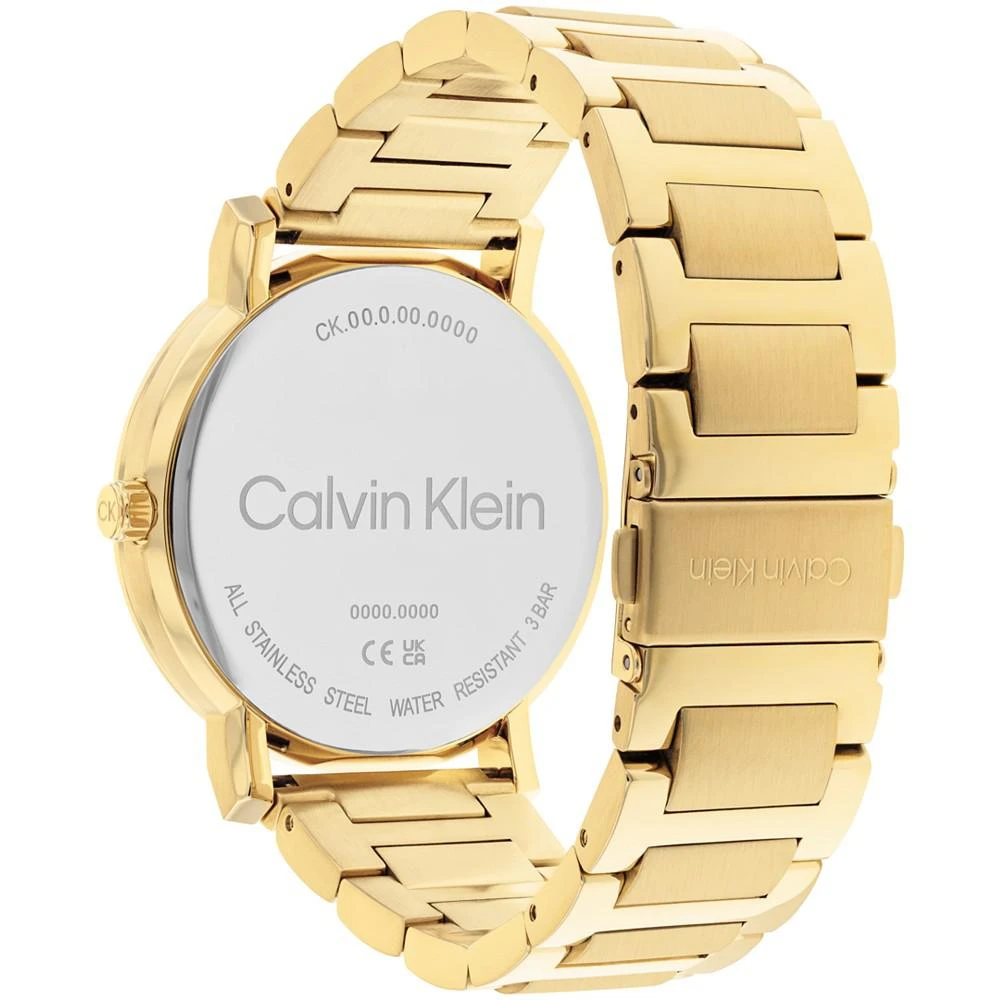 商品Calvin Klein|Men's 3-Hand Gold-Tone Stainless Steel Bracelet Watch 43mm,价格¥1356,第3张图片详细描述