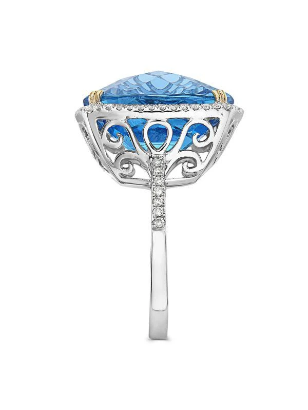 商品Effy|14K White Gold, Diamond & Blue Topaz Ring,价格¥9885,第3张图片详细描述