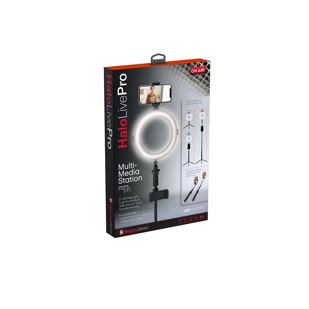 OnAir Multi-Media Station, Dual Phone Tripod Stand With 8" LED Ring Light and Selfie Stick Perfect for Podcasting Vlogging and YouTube 商品