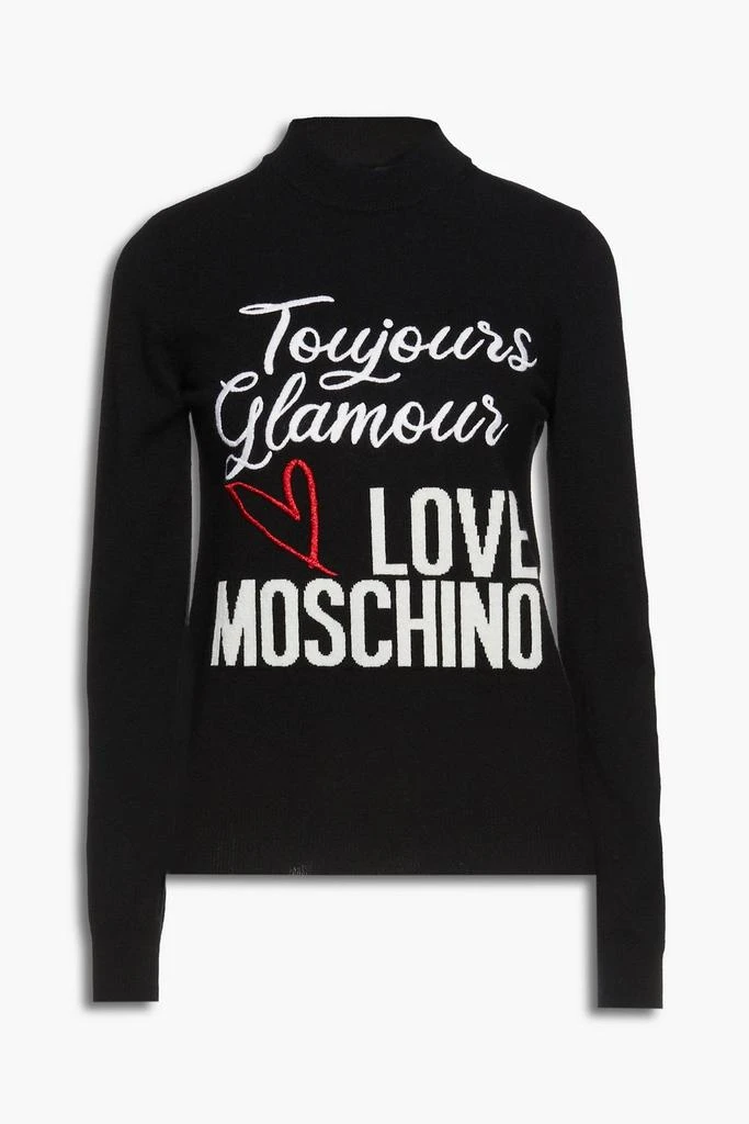 商品Love Moschino|Embroidered intarsia-knit wool-blend sweater,价格¥653,第1张图片