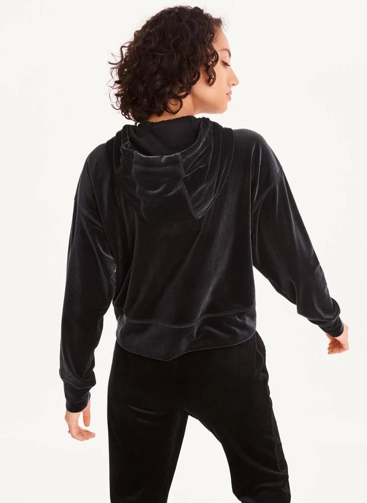 商品DKNY|PLATINUM VELOUR RIB FULL ZIP HOODIE,价格¥494,第3张图片详细描述