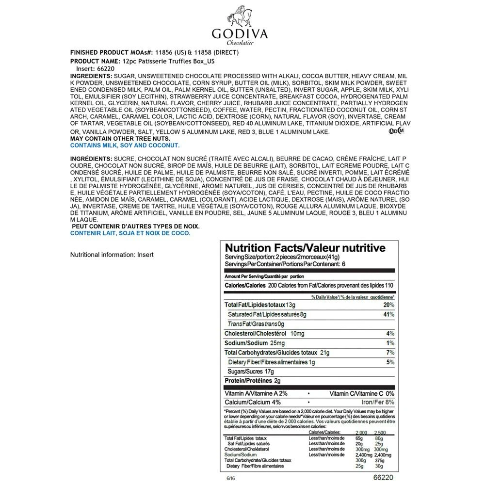 商品Godiva|12颗法式松露巧克力礼盒,价格¥223,第2张图片详细描述