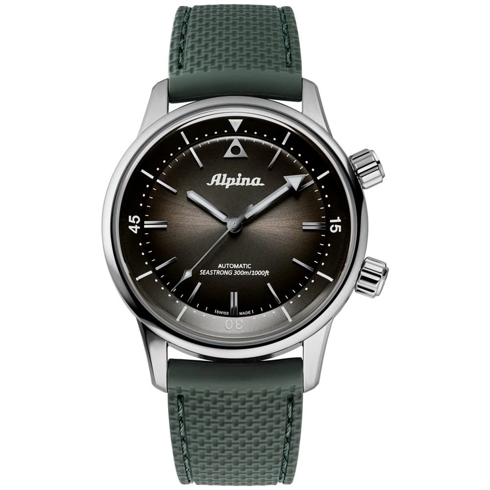 商品Alpina|Men's Swiss Automatic Seastrong Diver Green Rubber Strap Watch 42mm,价格¥14625,第1张图片