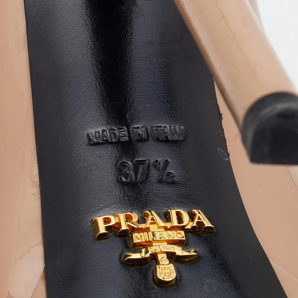 Prada Beige Patent Leather Peep Toe Platform Pumps Size 37.5 商品