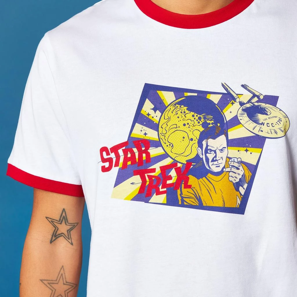 商品Original Hero|Retro Captain Kirk Star Trek T-shirt - White/ Red Ringer,价格¥169,第5张图片详细描述