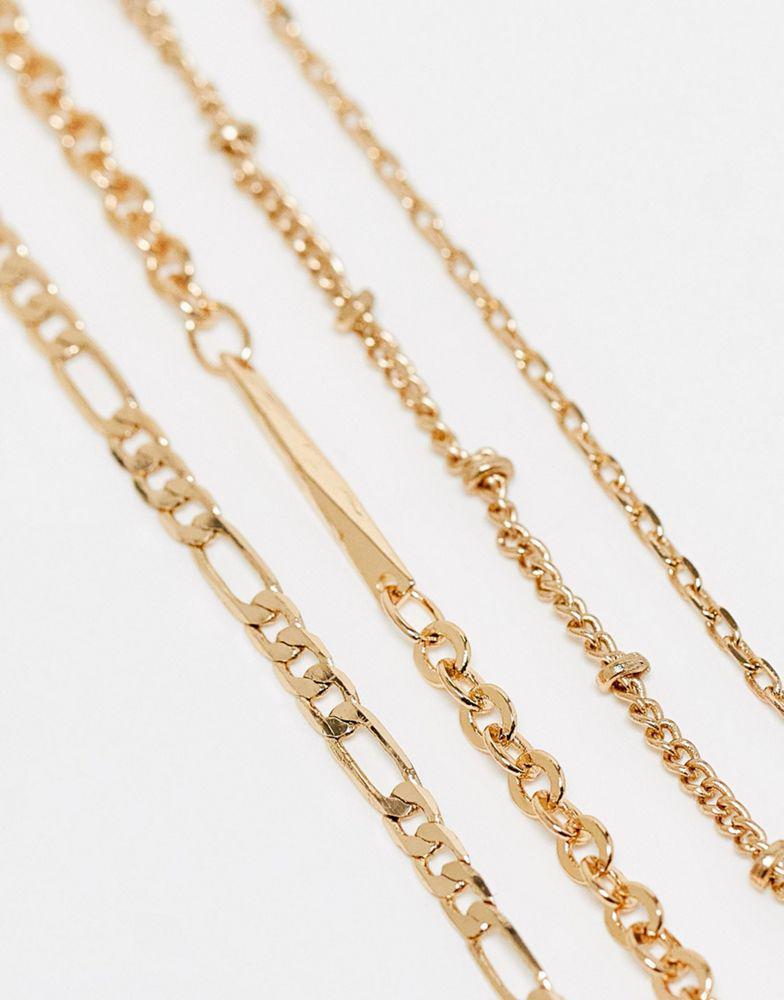 商品Reclaimed Vintage|Reclaimed Vintage multirow necklace with cross and heart pendant in gold,价格¥113,第5张图片详细描述