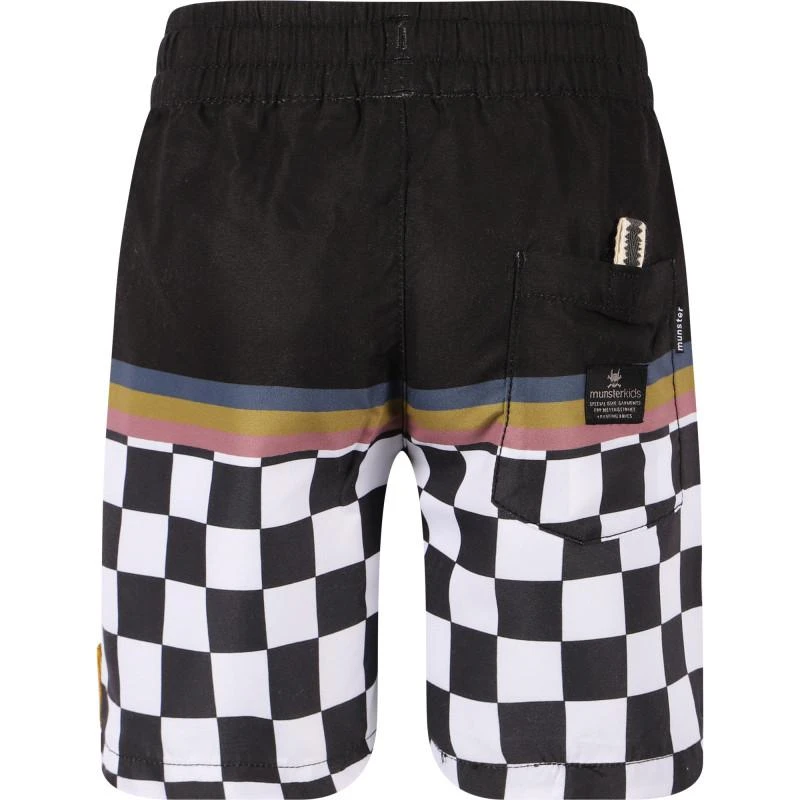 商品Munster|Check detailing swimming shorts in black and white,价格¥484,第2张图片详细描述