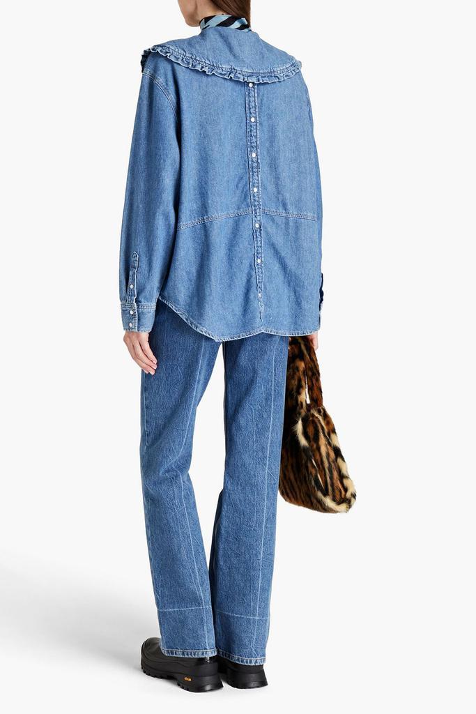 商品Ganni|Ruffle-trimmed cotton and hemp-blend denim blouse,价格¥1050,第5张图片详细描述