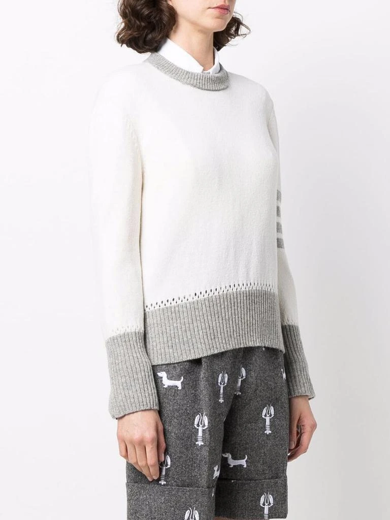 商品Thom Browne|THOM BROWNE WOMEN PULLOVER W/ CONTRAST FRAMING 4 BAR IN JERSEY STITCH 7GG SHETLAND WOOL,价格¥3890,第1张图片