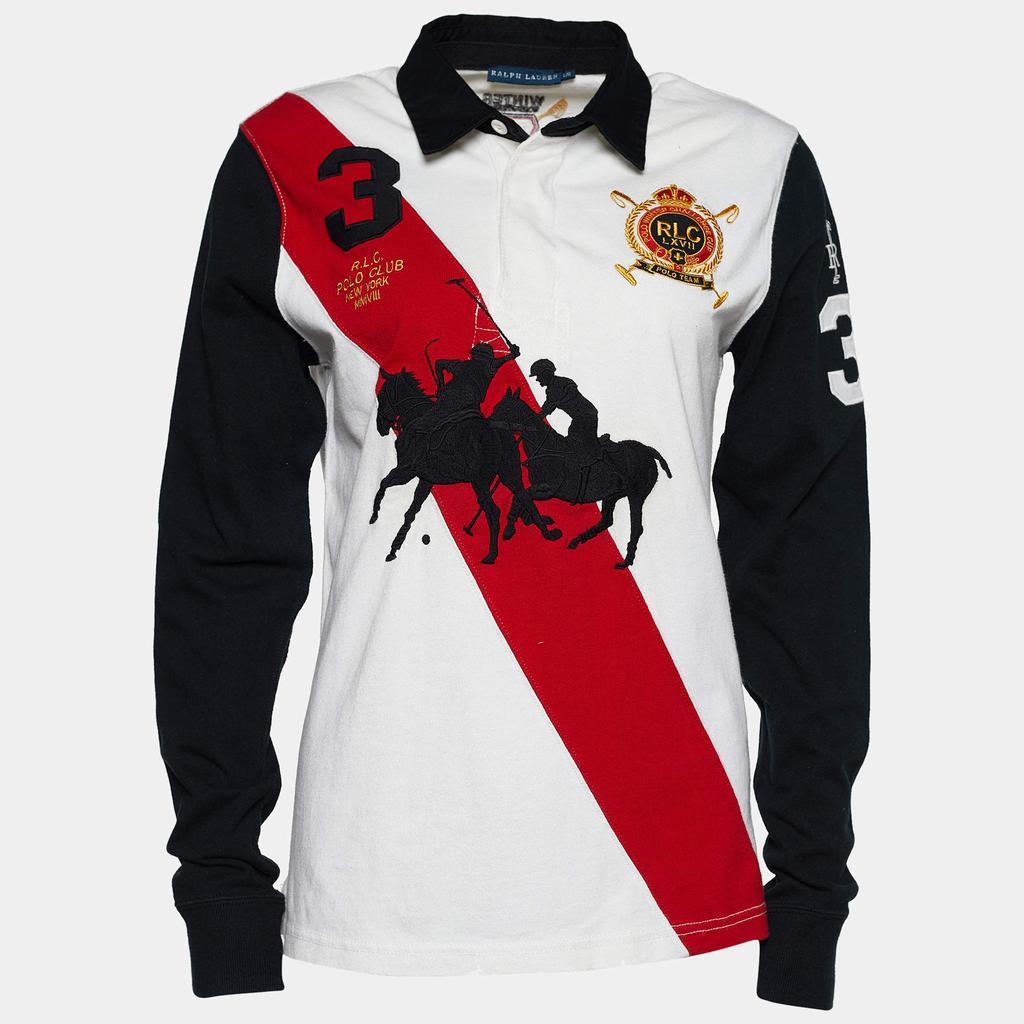 商品[二手商品] Ralph Lauren|Ralph Lauren Color Block Logo Embroidered Cotton Long Sleeve Polo T-Shirt L,价格¥1263,第1张图片