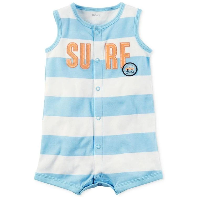 商品Carter's|Striped Surf Cotton Romper, Baby Boys (0-24 Months),价格¥38,第2张图片详细描述