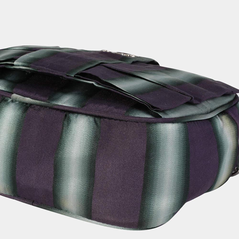 Prada Purple/Grey Nylon Striped Shoulder Bag商品第8张图片规格展示