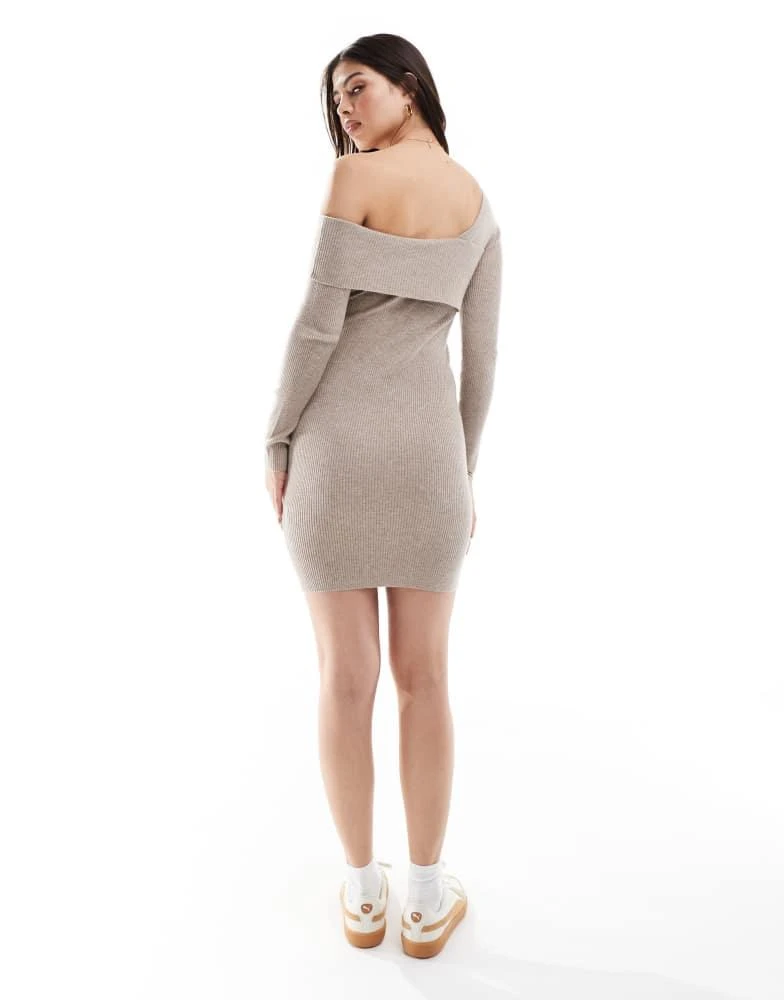 商品Miss Selfridge|Miss Selfridge asym cosy rib knit mini dress in oatmeal,价格¥112,第2张图片详细描述