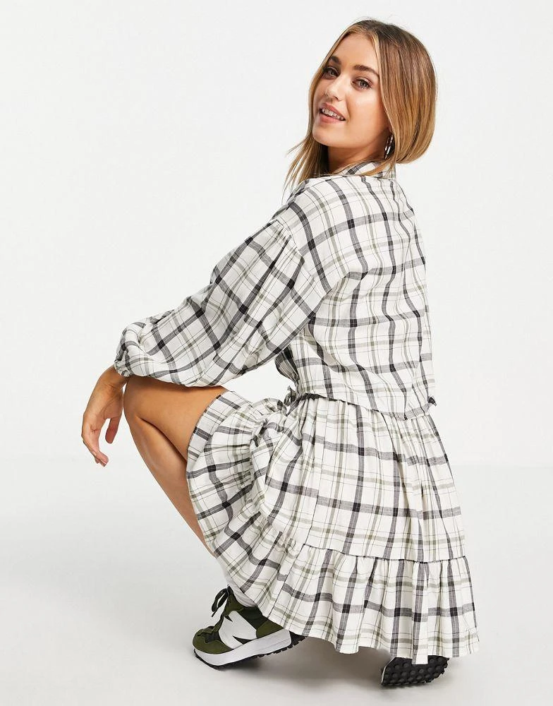 商品ASOS|ASOS DESIGN mini skater shirt dress with open back in check ,价格¥149,第3张图片详细描述