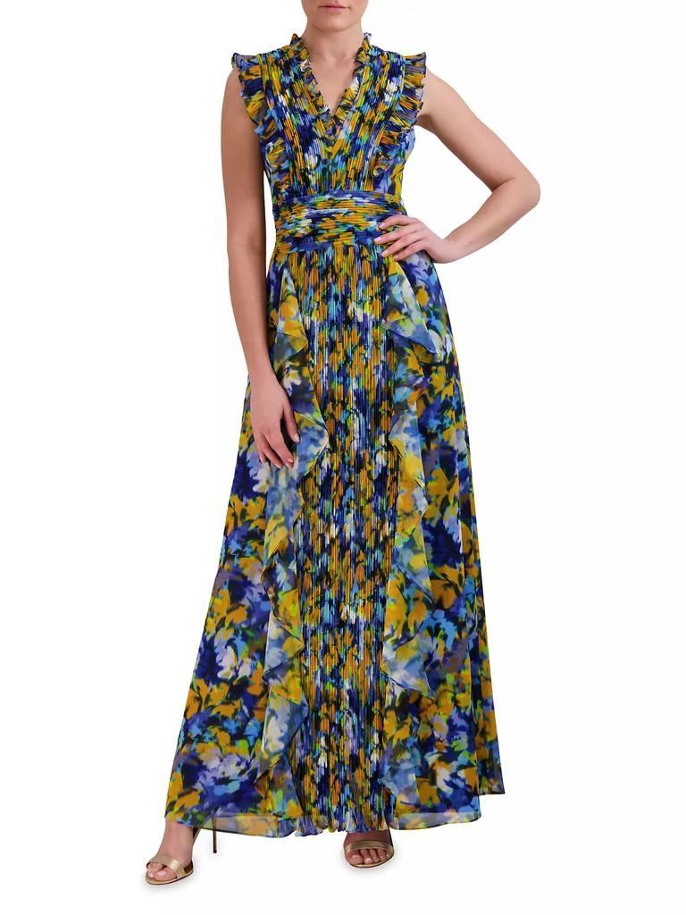 商品BCBG|Printed Pleated Ruffle Gown,价格¥3715,第2张图片详细描述