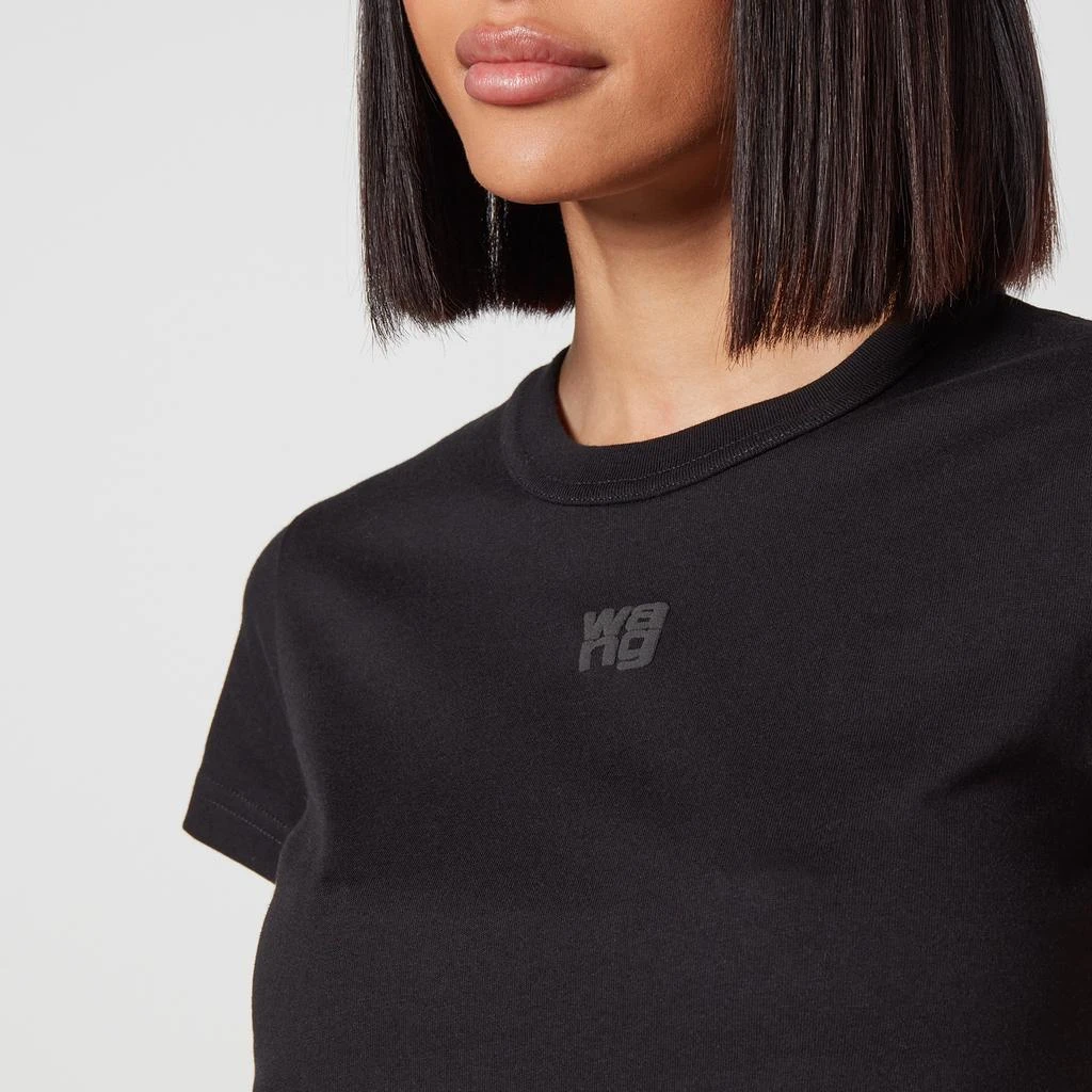 商品Alexander Wang|Alexander Wang Women's Essential Jersey Shrunk Tee With Puff Logo And Bound Neck - Black,价格¥644,第4张图片详细描述