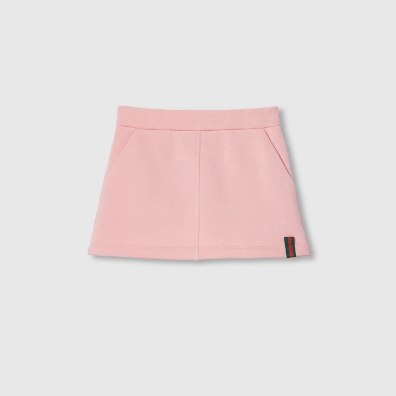 商品Gucci|【预售3-7天】Gucci古驰女孩粉色的儿童织带棉质半身裙,价格¥1861,第1张图片