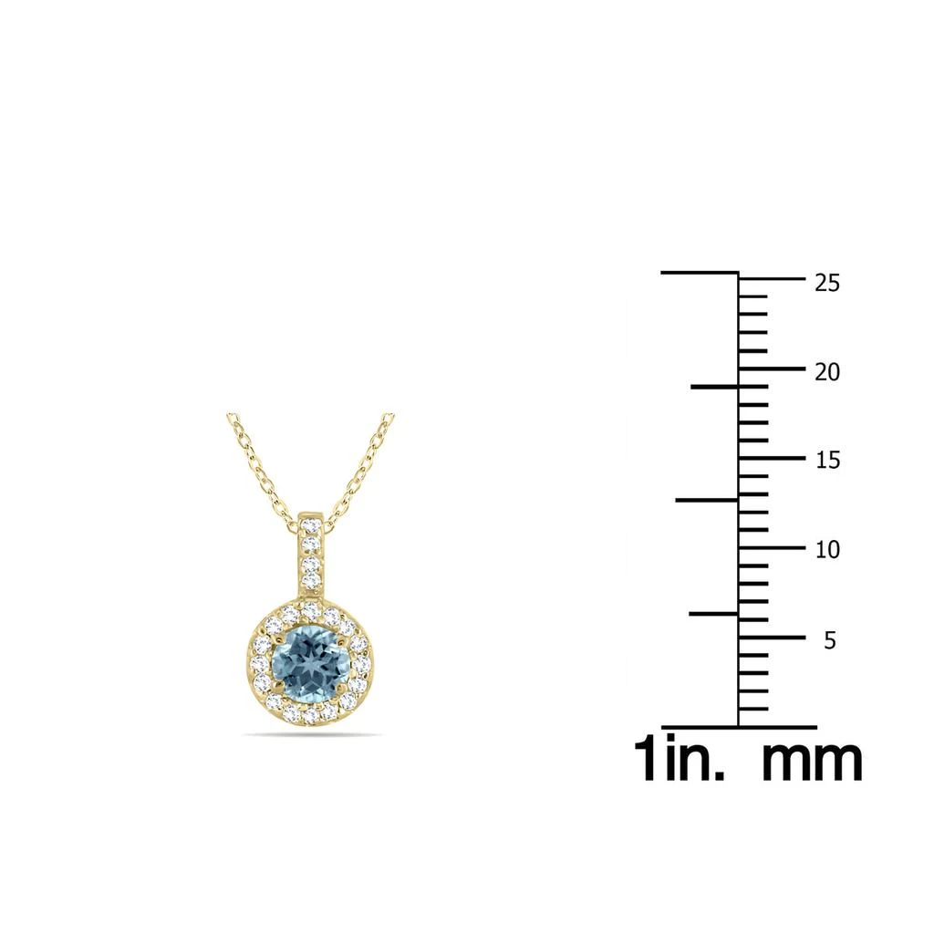 商品Monary|1/2 Carat TW Halo Aquamarine And Diamond Pendant in 10K Yellow Gold,价格¥2465,第2张图片详细描述