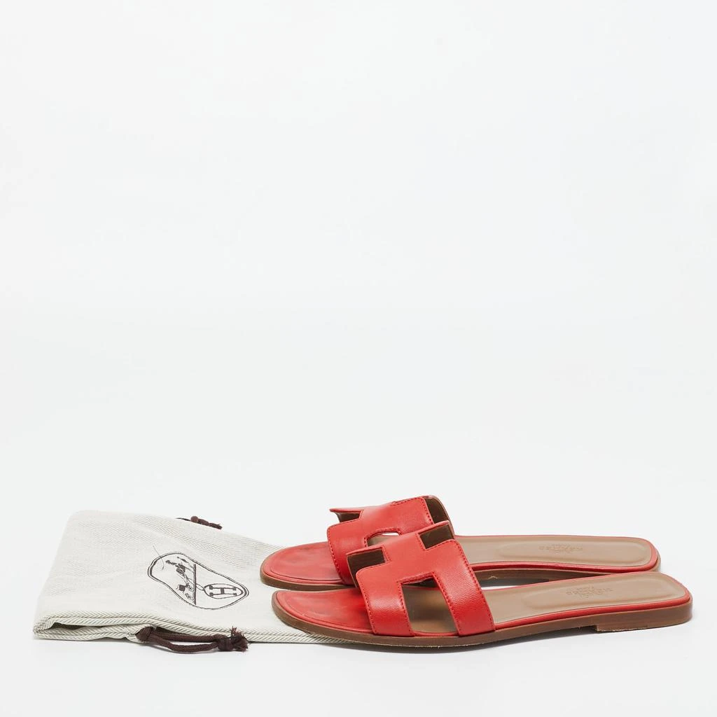 Hermes Red Leather Oran Flat Slides Size 41  商品