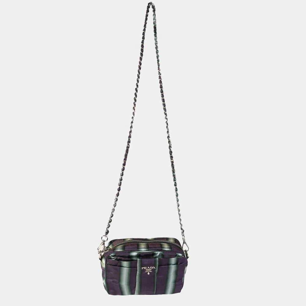 Prada Purple/Grey Nylon Striped Shoulder Bag 商品