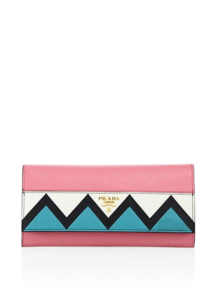 商品Prada|Saffiano Leather Zigzag Continental Flap Wallet,价格¥3600,第1张图片