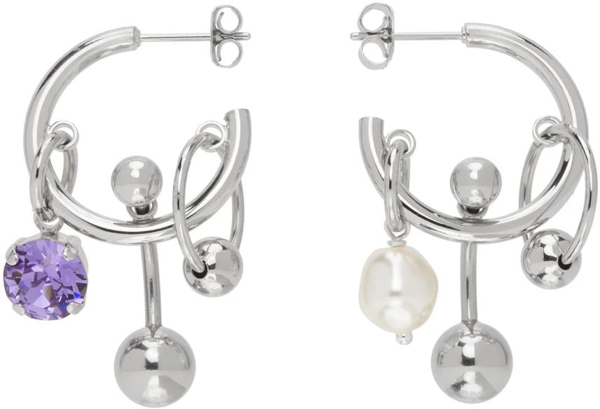 商品Justine Clenquet|SSENSE Exclusive Silver & Purple Andrew Earrings,价格¥364,第1张图片