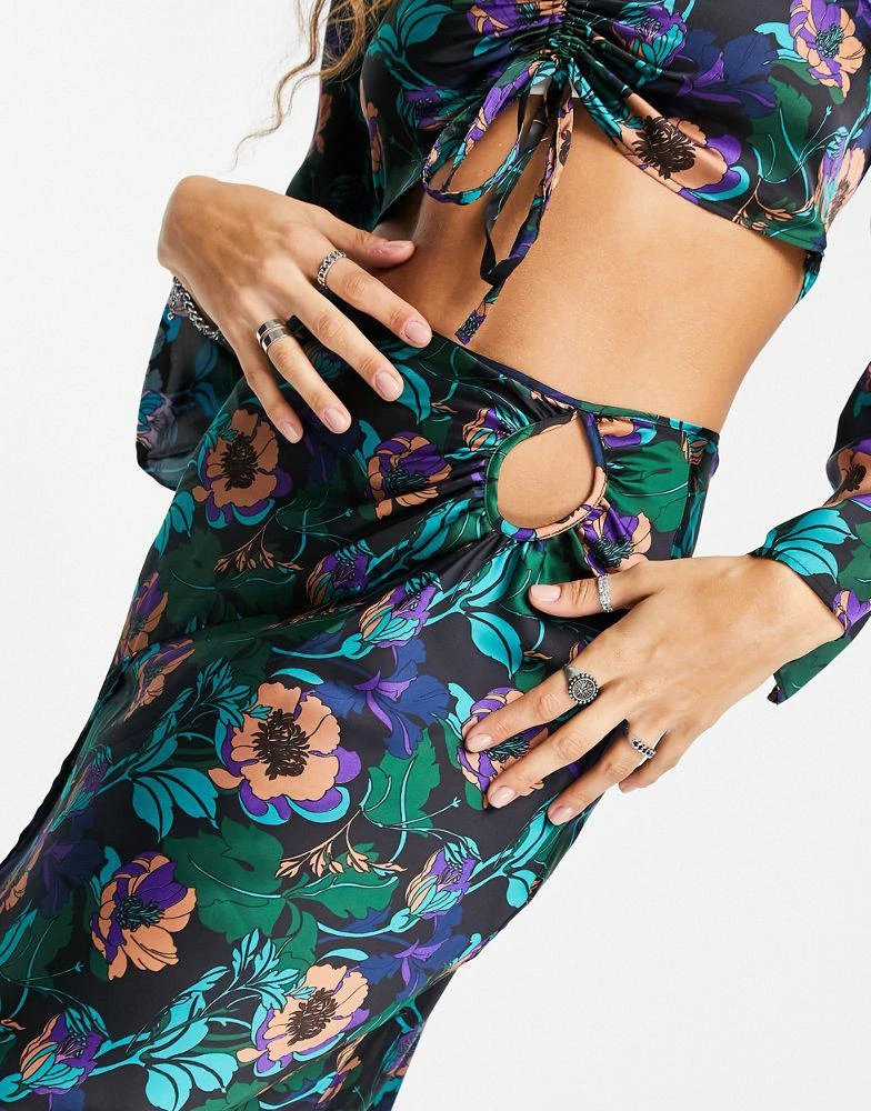 商品Topshop|Topshop co-ord 70's print satin skirt in multi - MULTI,价格¥190,第3张图片详细描述