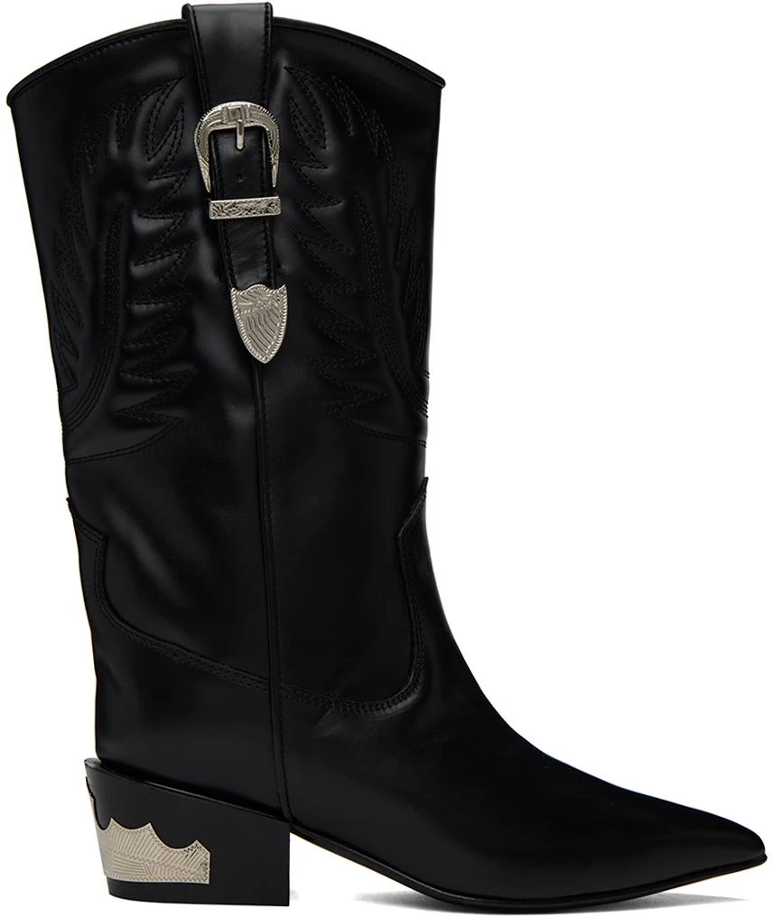 商品Toga Pulla|Black Topstitch Cowboy Boots,价格¥2108,第1张图片