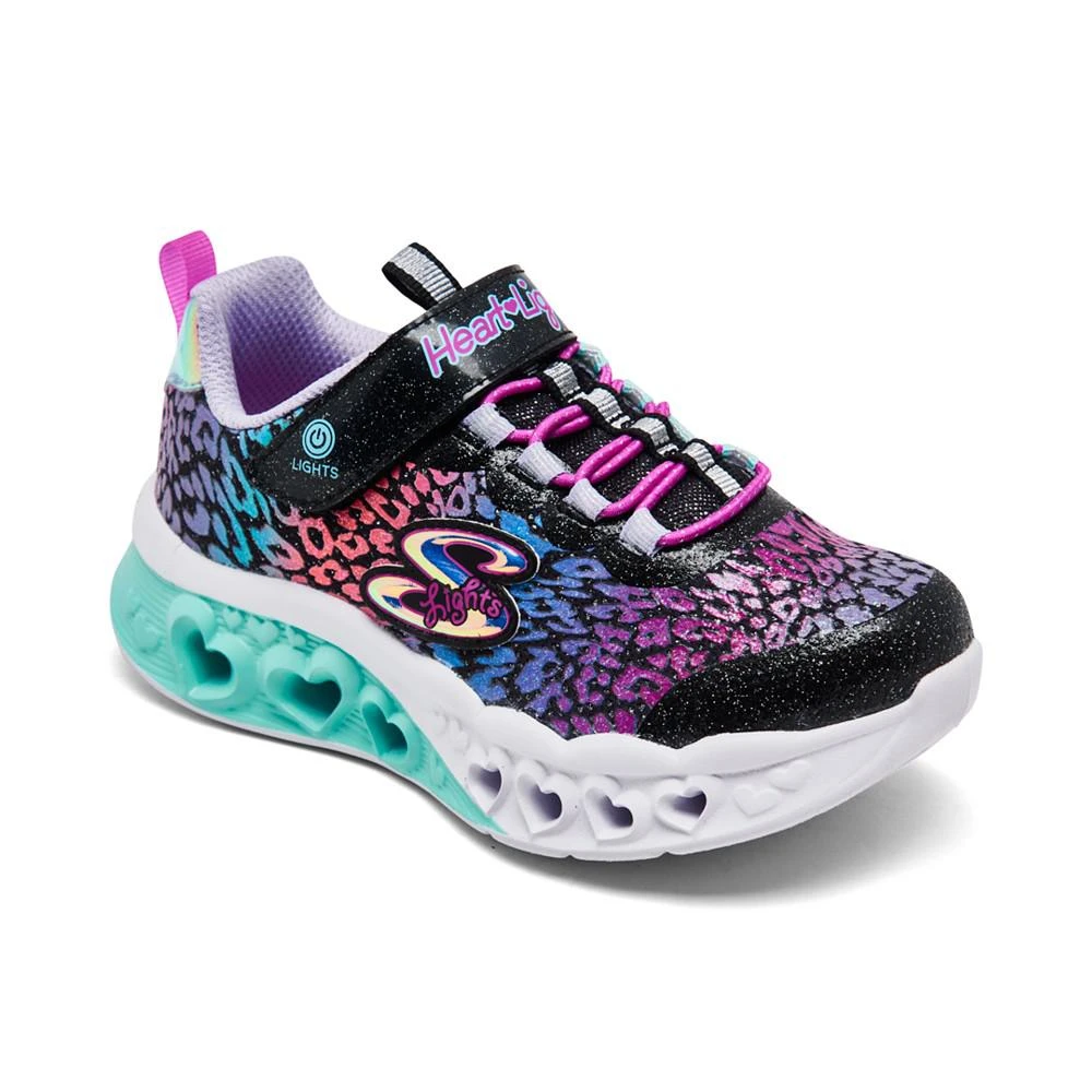 商品SKECHERS|Little Girls S-Lights- Flutter Heart - Loves Wild Stay-Put Closure Light-Up Casual Sneakers from Finish Line,价格¥225,第2张图片详细描述