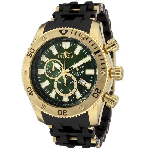 商品Invicta|Invicta 0141 Men's Spider Collection Gold Tone Olive Green Dial Rubber Strap Chronograph Watch,价格¥609,第1张图片