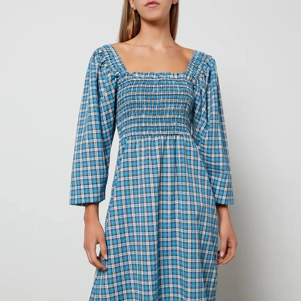 商品Ganni|Ganni Women's Seersucker Check Dress Midi Dress,价格¥1053,第3张图片详细描述