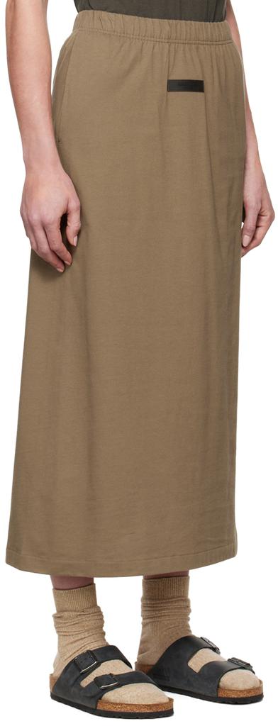 Brown Cotton Midi Skirt商品第2张图片规格展示