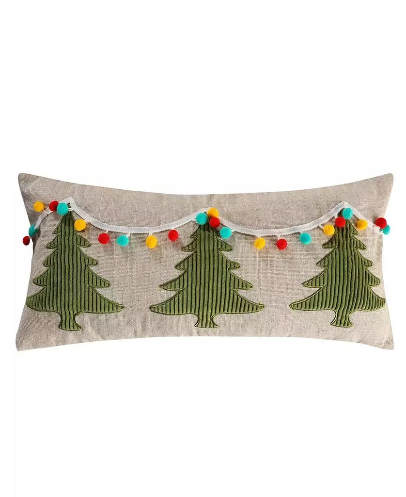 商品Levtex|Let It Snow Sparkle Christmas  Pom Decorative Pillow, 12" x 24",价格¥209,第1张图片