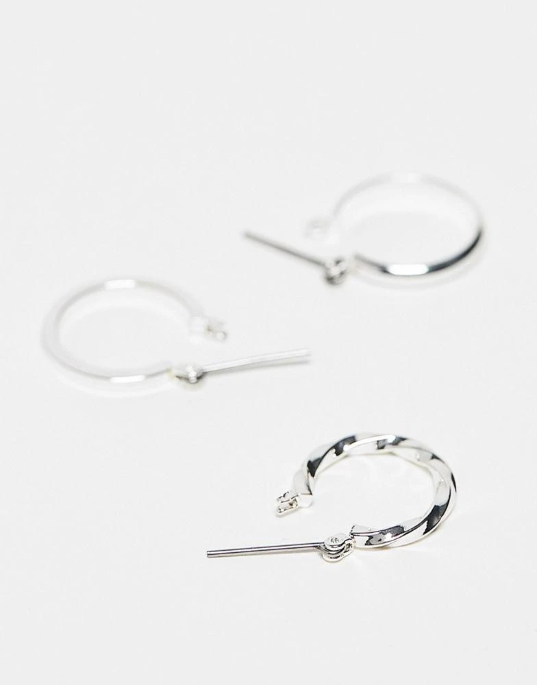 商品ASOS|ASOS DESIGN pack of 3 20mm hoop earrings in silver,价格¥46,第4张图片详细描述
