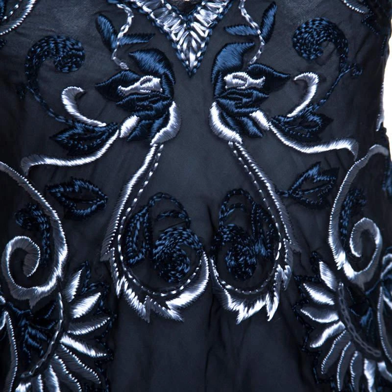 商品[二手商品] Ralph Lauren|Ralph Lauren Navy Blue Embroidered Silk Drawstring Waist Detail Camisole M ,价格¥869,第4张图片详细描述