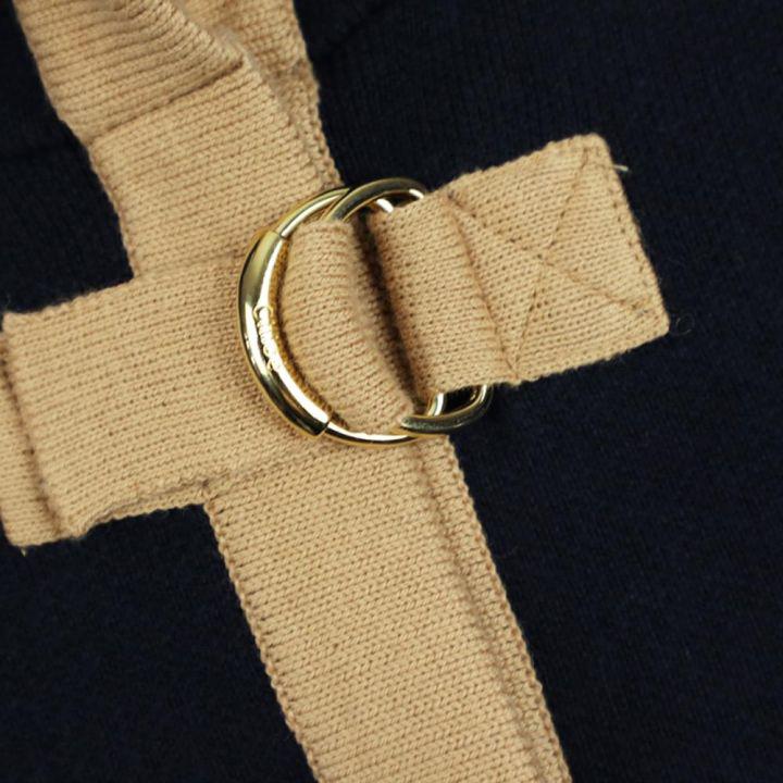 Navy & Beige Knitted Hooded Jacket商品第3张图片规格展示
