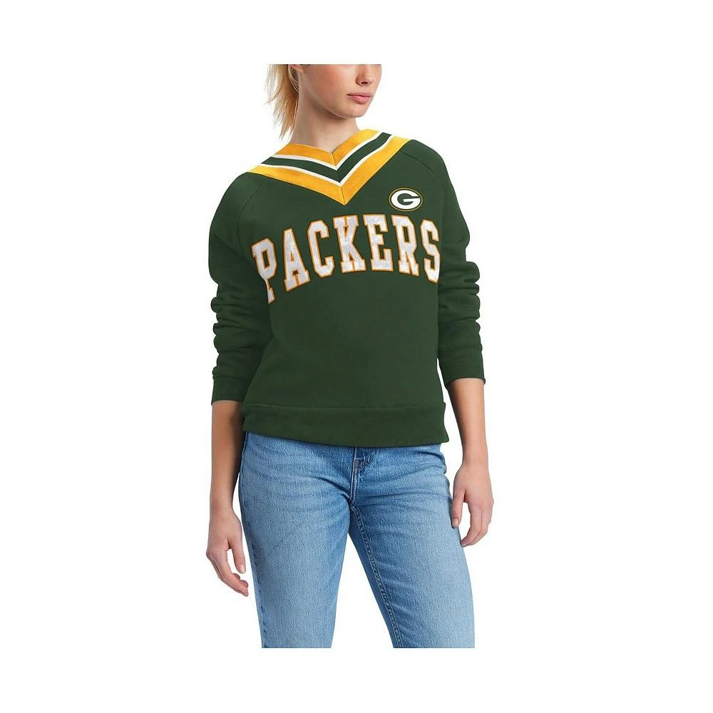 商品Tommy Hilfiger|Women's Green Green Bay Packers Heidi V-Neck Pullover Sweatshirt,价格¥472,第1张图片