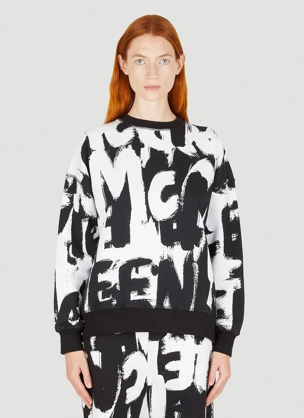 商品Alexander McQueen|Graffiti Logo Print Sweatshirt in Black,价格¥1922,第1张图片