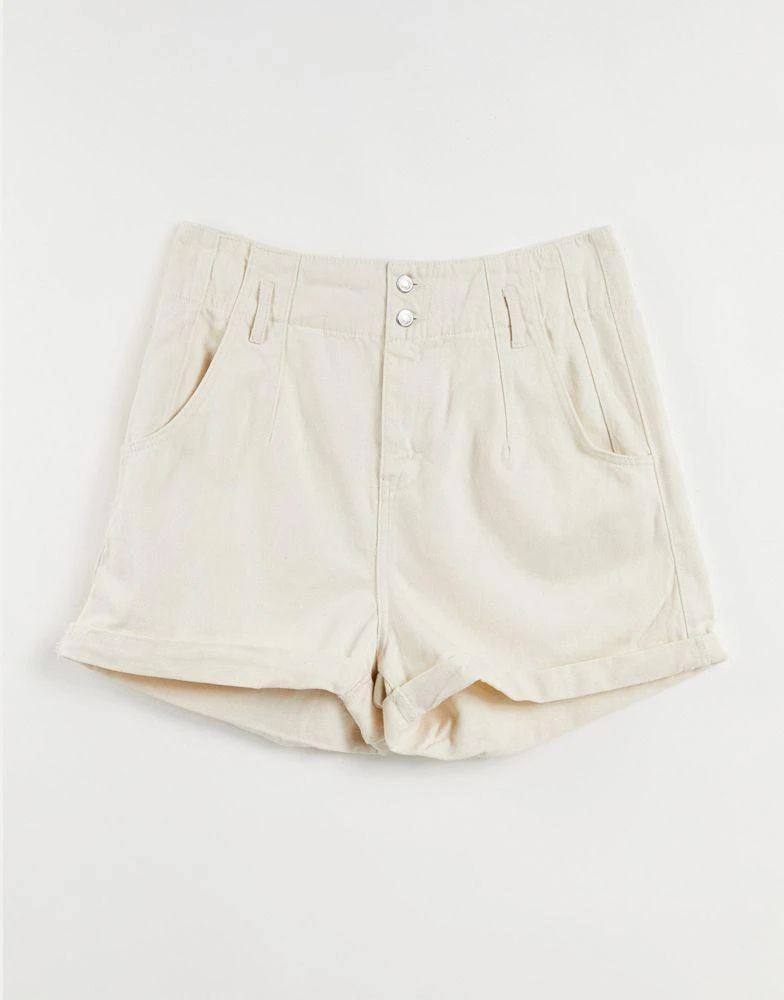商品Topshop|Topshop denim shorts in ecru,价格¥153,第1张图片