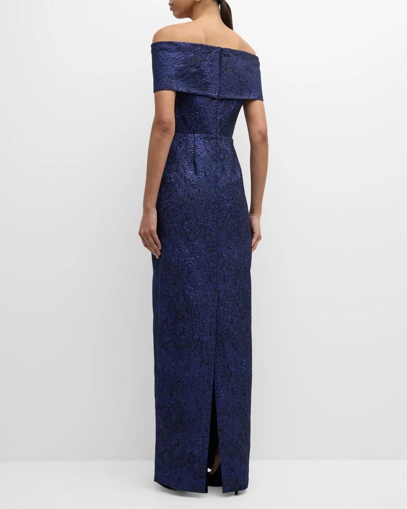 商品Teri Jon|Off-Shoulder Jacquard Column Gown,价格¥4889,第4张图片详细描述