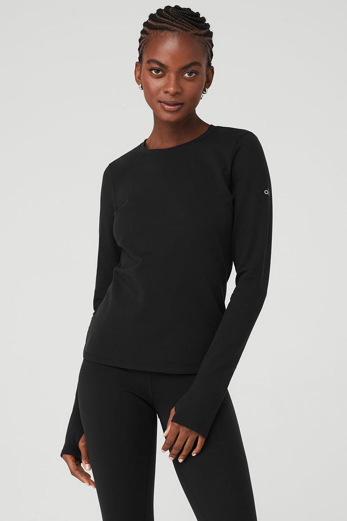 Alo Airbrush Winter Warm Nocturne Long Sleeve - Black - Outdoor