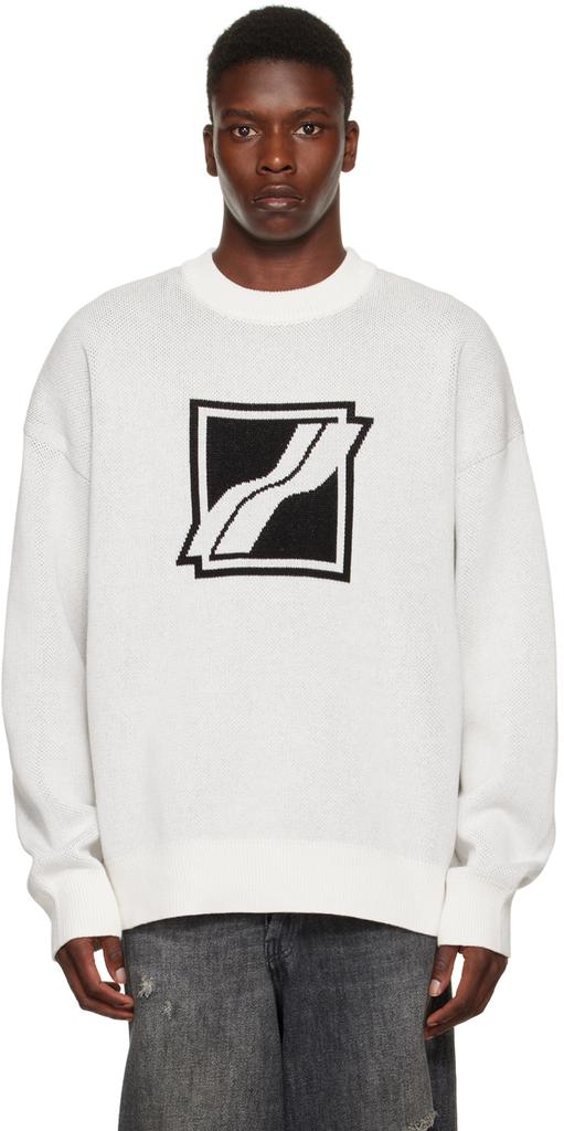 White Jacquard Sweater商品第1张图片规格展示
