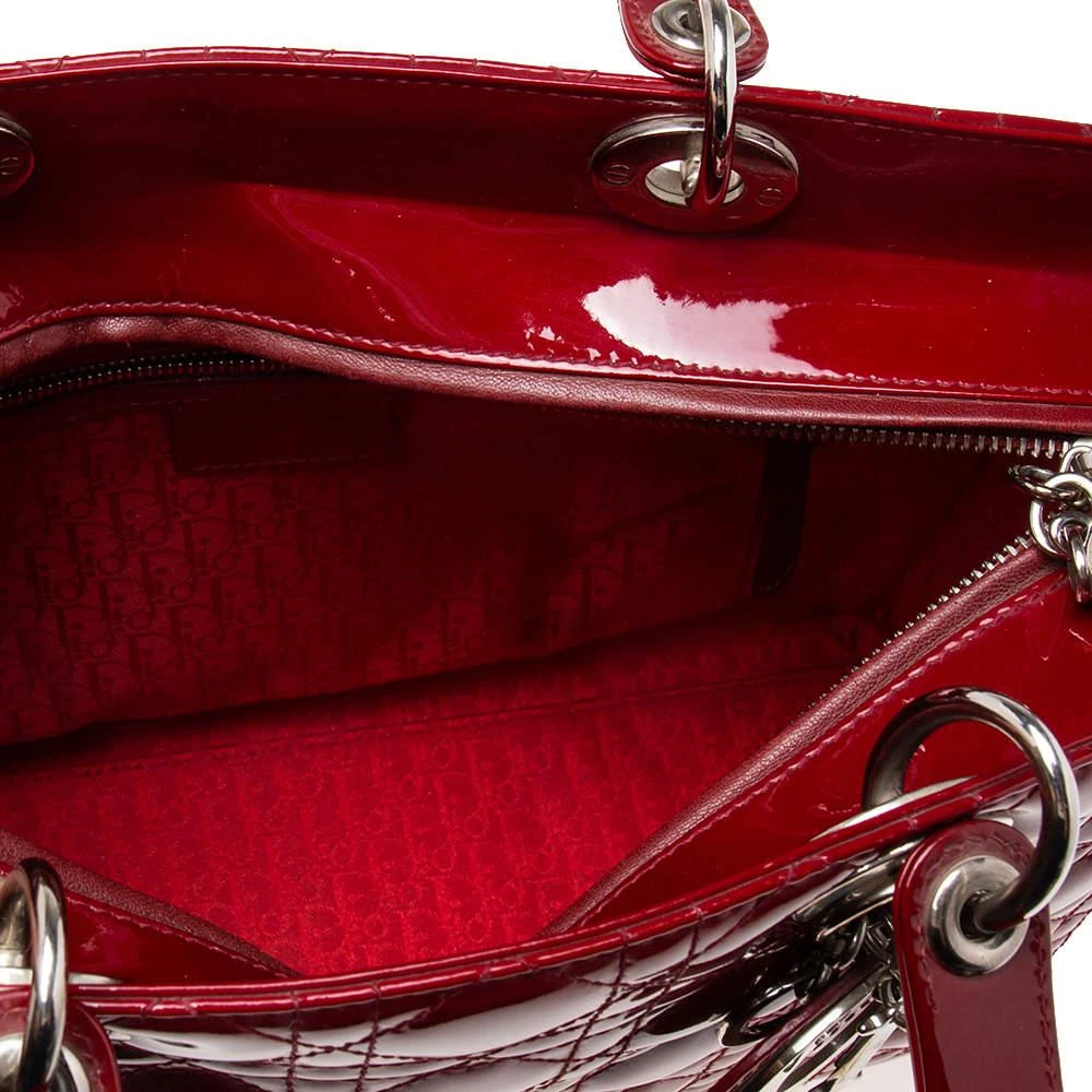 Dior Dark Red Cannage Patent Leather Large Lady Dior Tote 商品