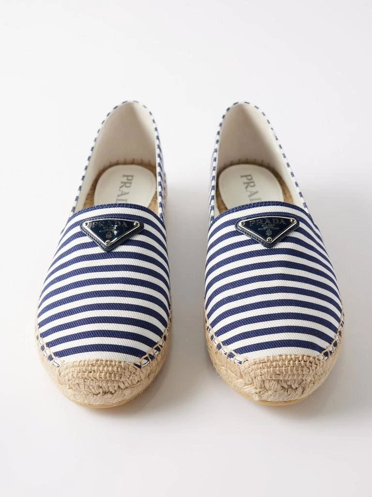 商品Prada|Triangle logo-plaque striped canvas espadrilles,价格¥3398,第5张图片详细描述