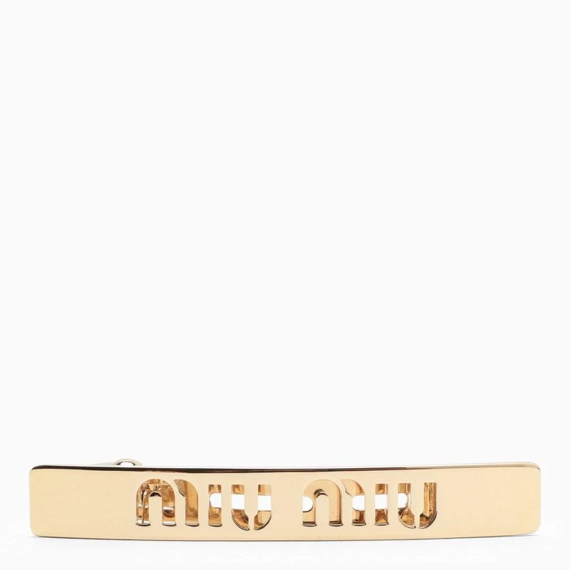 商品Miu Miu|Gold hair clip with logo,价格¥2080,第1张图片