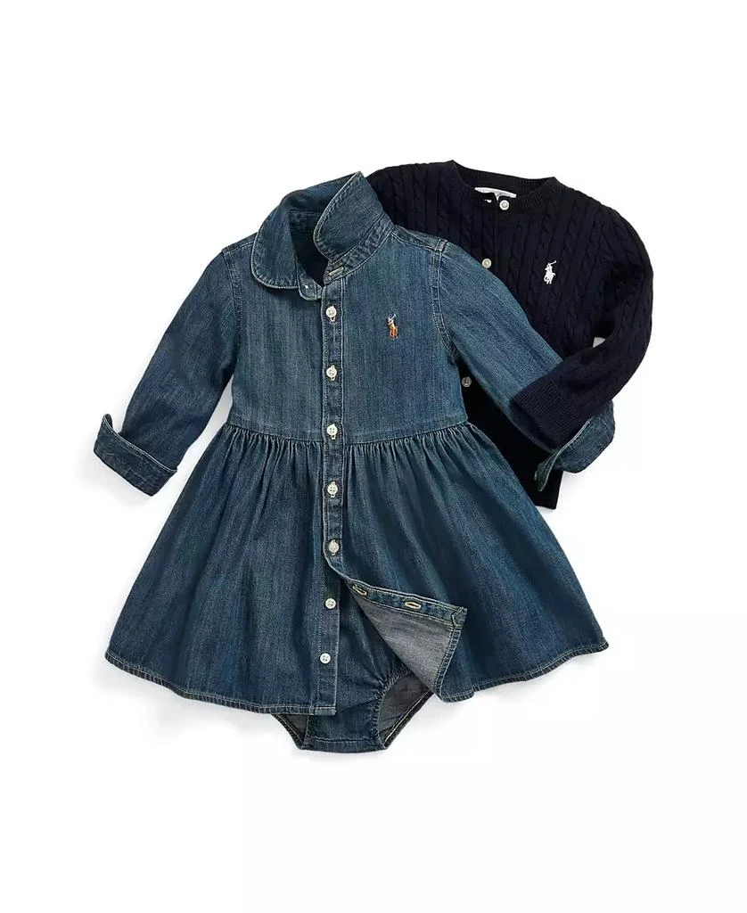 商品Ralph Lauren|女婴单宁纯棉连衣裙&底裤,价格¥439,第3张图片详细描述
