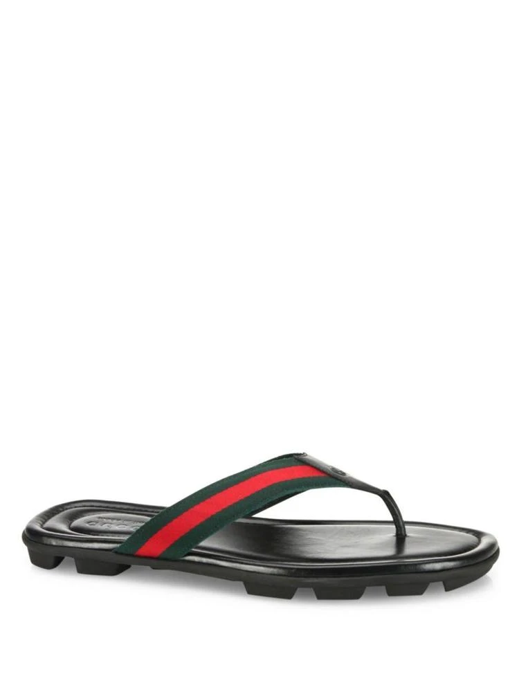 商品Gucci|Titian Beach Web & Leather Thong Sandals,价格¥2775,第1张图片