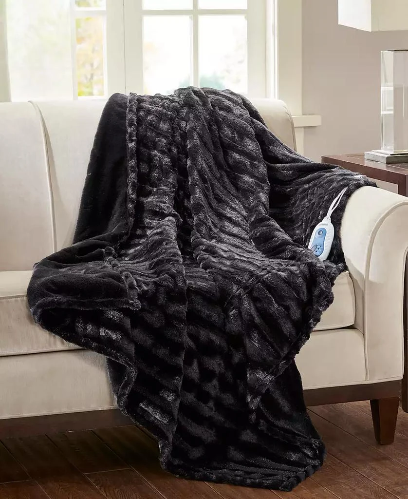 商品Beautyrest|Duke Ribbed Electric Faux-Fur Throw, 50" x 70",价格¥961,第1张图片