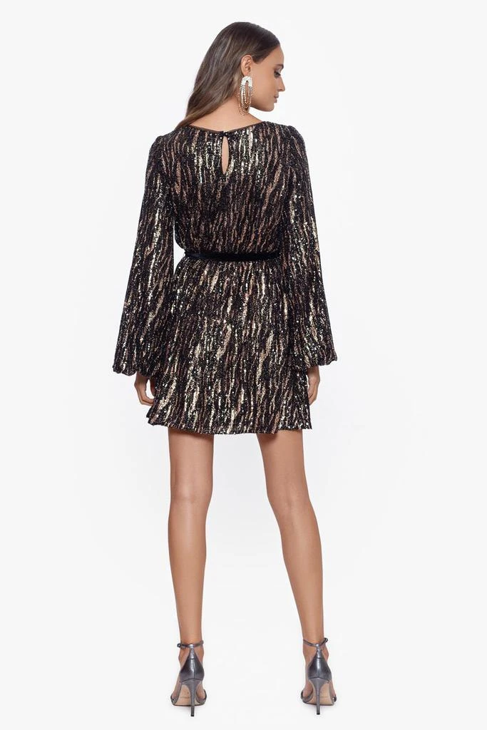 商品Betsy & Adam|Velvet Tie Short Long Sleeve Sequin Dress,价格¥2119,第2张图片详细描述